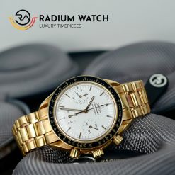 Omega Speedmaster Reduced Full Gold Albino White Dial